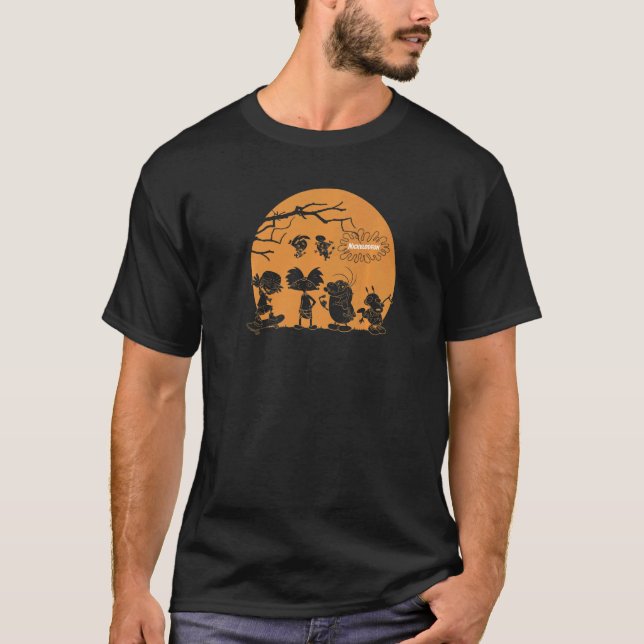 Nickelodeon Halloween Haunted Group Sunset T Shirt (Framsida)