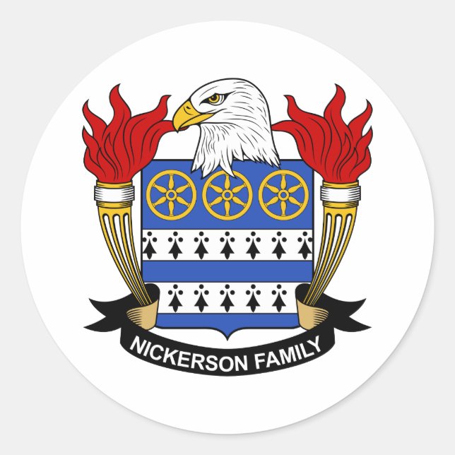 Nickerson Family Crest Runt Klistermärke (Framsida)