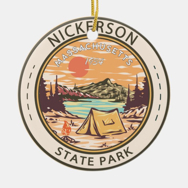Nickerson State Park Massachusetts Badge Julgransprydnad Keramik (Framsidan)
