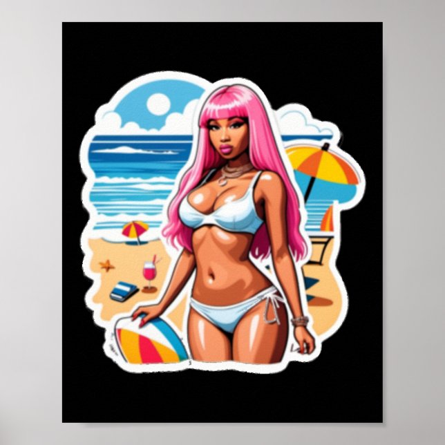 Nicki Minaj Beach Sticker Poster (Framsidan)