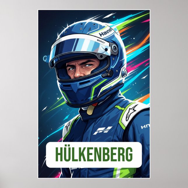 Nico Hülkenberg Racing Helmet Vector – Motorsport  Poster (Framsidan)