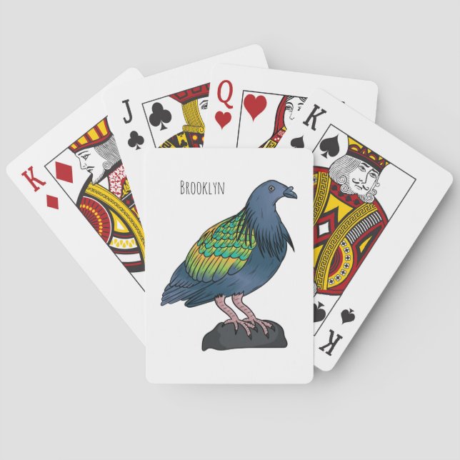 Nicobar duva fågel tecknad illustration casinokort (Baksidan)