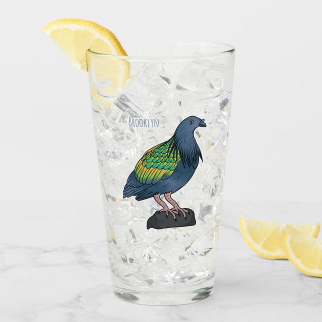 Nicobar duva fågel tecknad illustration  glaskopp (Framsida Ice)