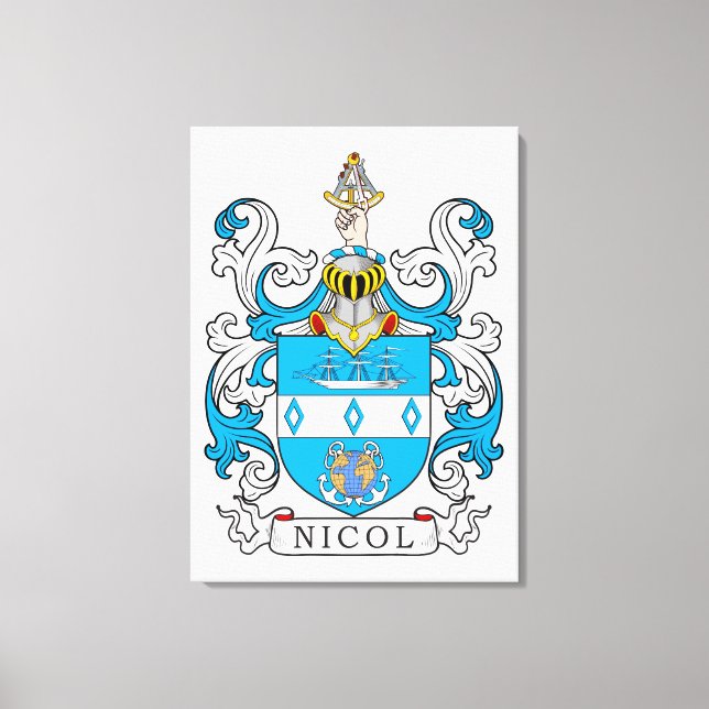 Nicol Family Crest Canvastryck (Framsida)
