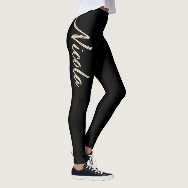 Nicola white gold Handwriting Hose Leggings (Höger)