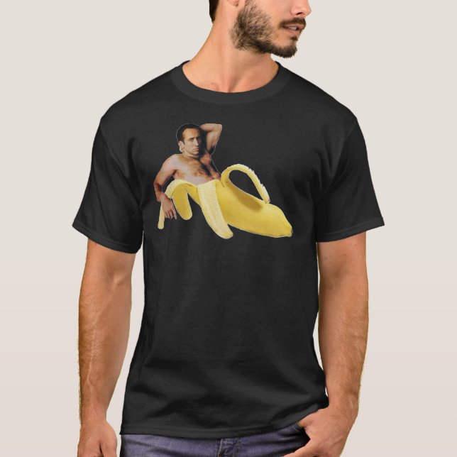 Nicolas Cage in a Banana - Original Gult   T Shirt (Framsida)