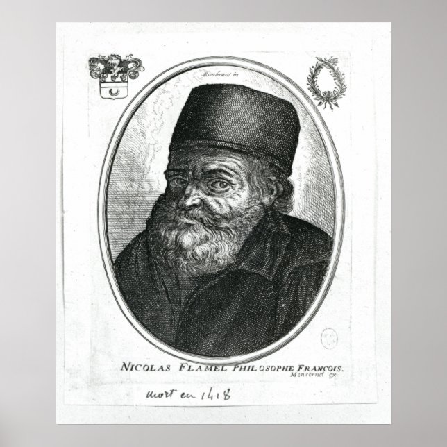 Nicolas Flamel graverad av Balthazar Moncornet Poster (Framsidan)