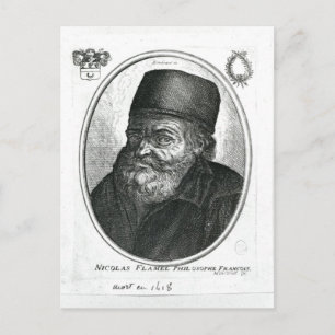 Nicolas Flamel graverad av Balthazar Moncornet Vykort