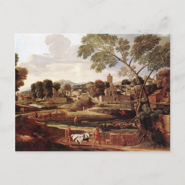 Nicolas Poussin- Landskap med fotocions begravning Vykort (Framsida)