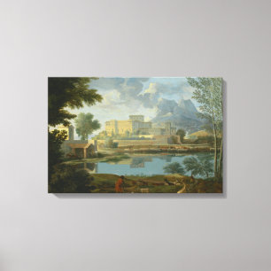 Nicolas Poussin - Liggande med en Lugn Canvastryck