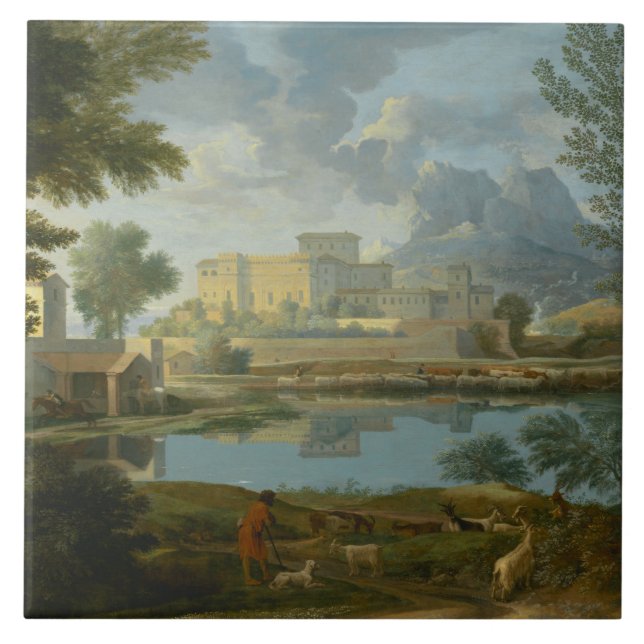 Nicolas Poussin - Liggande med en Lugn Kakelplatta (Framsidan)