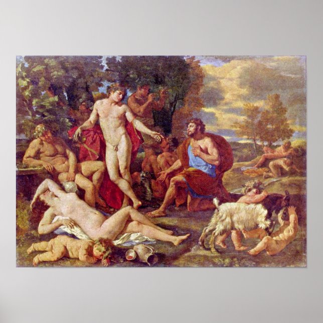 Nicolas Poussin - Midas och Bacchus Poster (Framsidan)