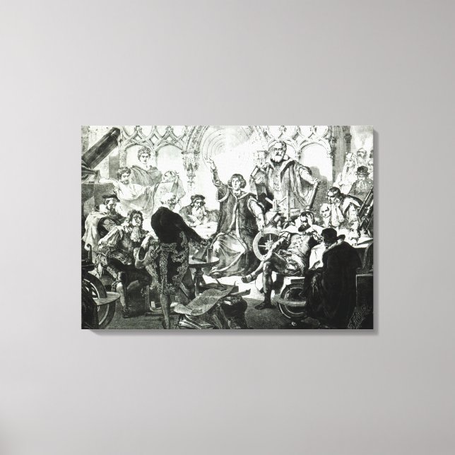 Nicolaus Copernicus förklarar sin teori Canvastryck (Framsida)