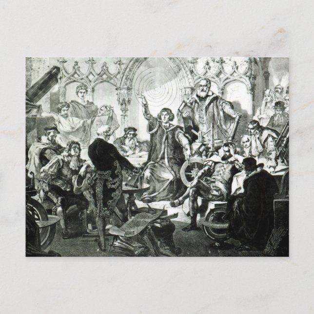 Nicolaus Copernicus förklarar sin teori Vykort (Framsida)