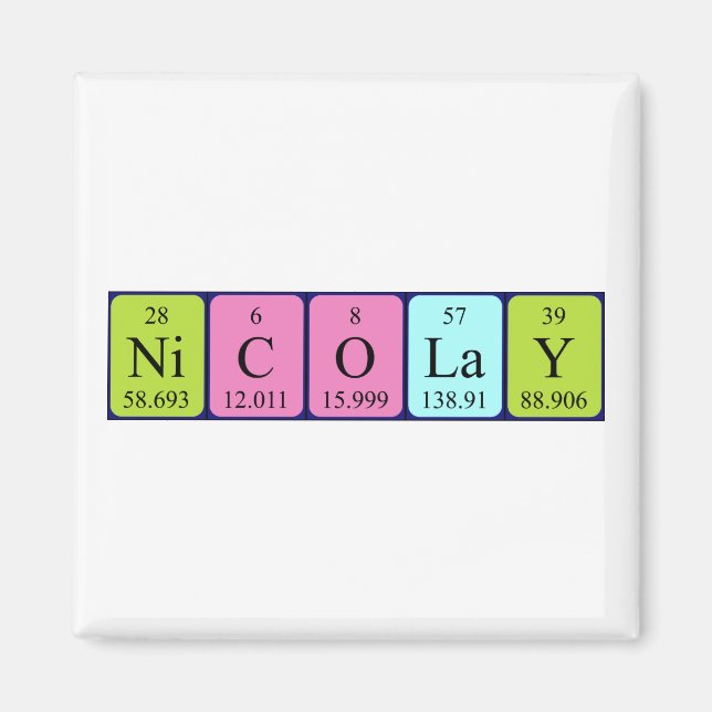 Nicolay periodiskt bord namn magnet (Framsidan)