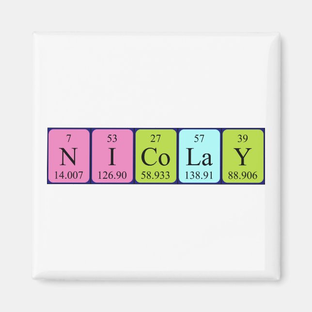 Nicolay periodiskt bord namn magnet (Framsidan)