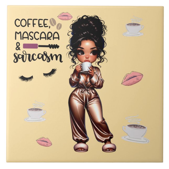 Nicole Coffee & Mascara Ceramic Tile Kakelplatta (Framsidan)
