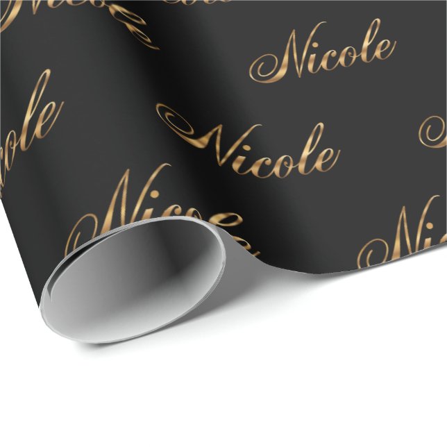 Nicole gold Design Lettering Geschenkpapier Presentpapper (Rullad Hörn)