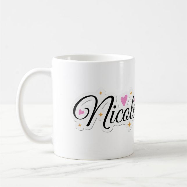 Nicole namn söt design kaffemugg (Vänster)