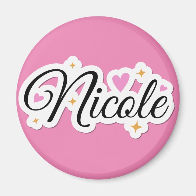 Nicole namn söt design magnet (Framsidan)