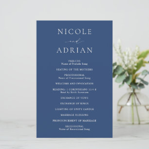Nicole Royal Blue Elegant bröllop Program