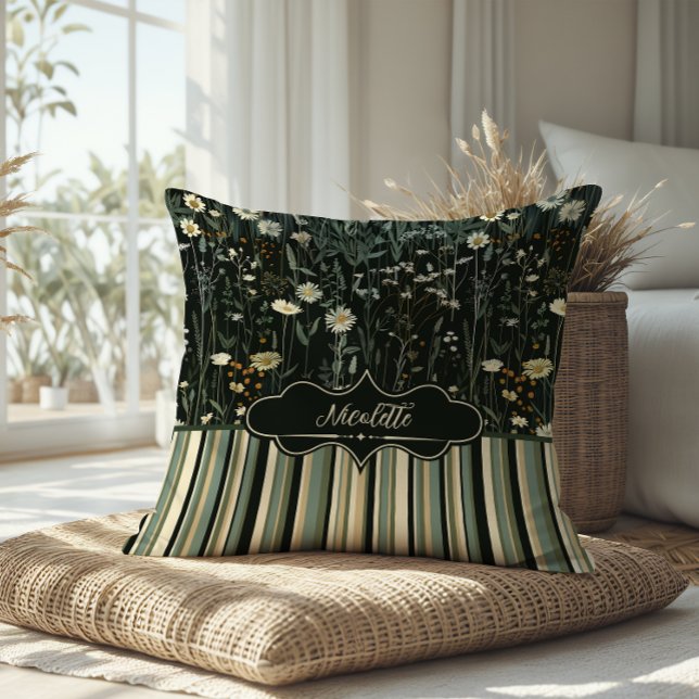 Nicolette Mörk Daisy Blommigt Stripe Kudde (Skapare uppladdad)