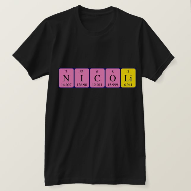 Nicoli periodiskt återkommande skjorta bord namn t-shirt (Design framsida)