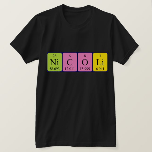 Nicoli periodiskt återkommande skjorta bord namn tee shirt (Design framsida)