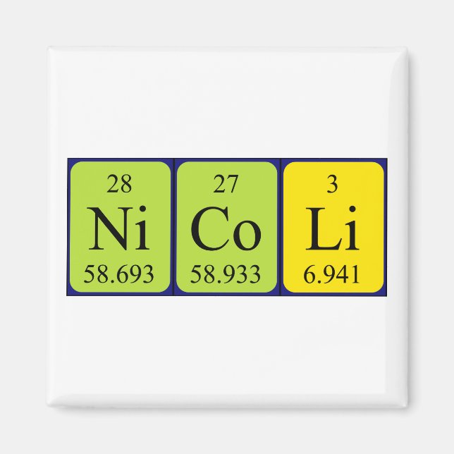 Nicoli periodiskt bord namn magnet (Framsidan)