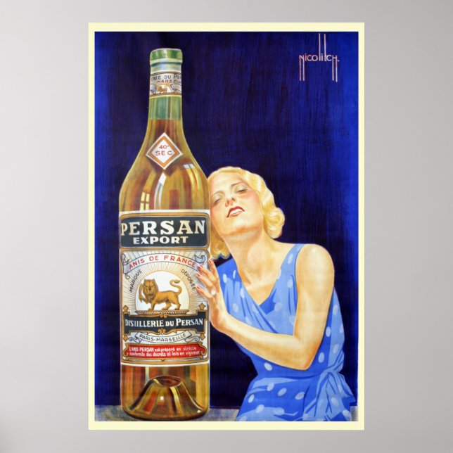 Nicolitch Persan Export Anis Liquor Poster (Framsidan)