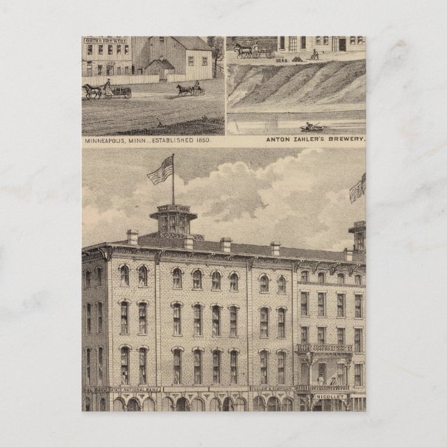 Nicollet House, Orths Brewery, Minnesota Vykort (Framsida)