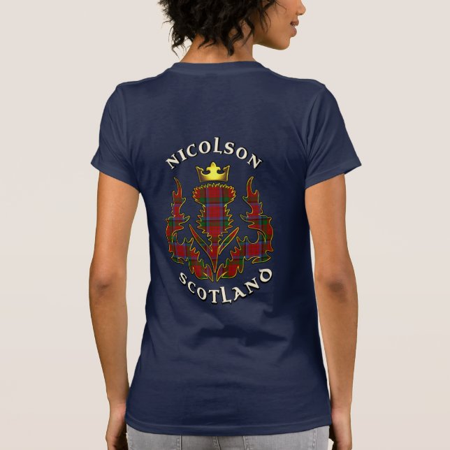Nicolson Klan Badge & Tartan w/Motto Women's T Shirt (Baksida)