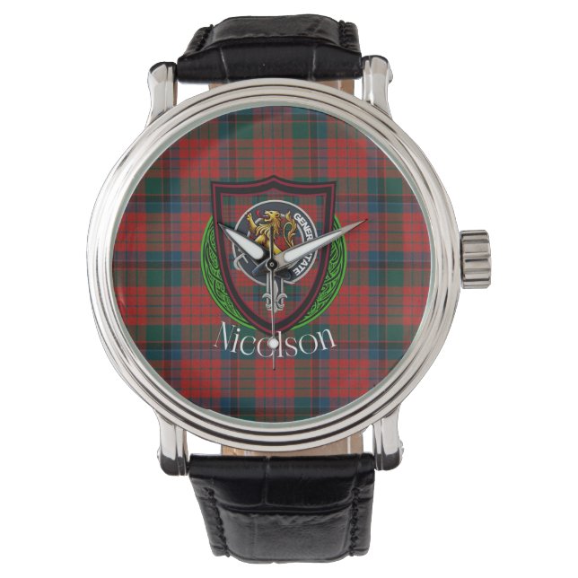 Nicolson Scottish Clan Tartan & Crest Armbandsur (Framsida)