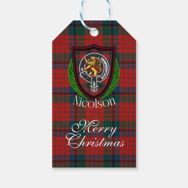 Nicolson Scottish Clan Tartan & Crest Presentetikett (Framsidan)