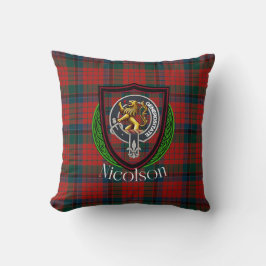 Nicolson Scottish Klan Tartan & Vapensköld Kudde