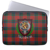 Nicolson skotsk klan tartan och vapensköld