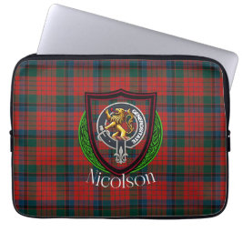 Nicolson skotsk klan tartan och vapensköld laptop fodral