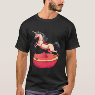 Nicorn Jumping Over Watermelon - Whimsical Fantasy T Shirt