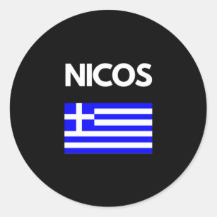 Nicos Grekiska Namn med grekisk Flagga Runt Klistermärke