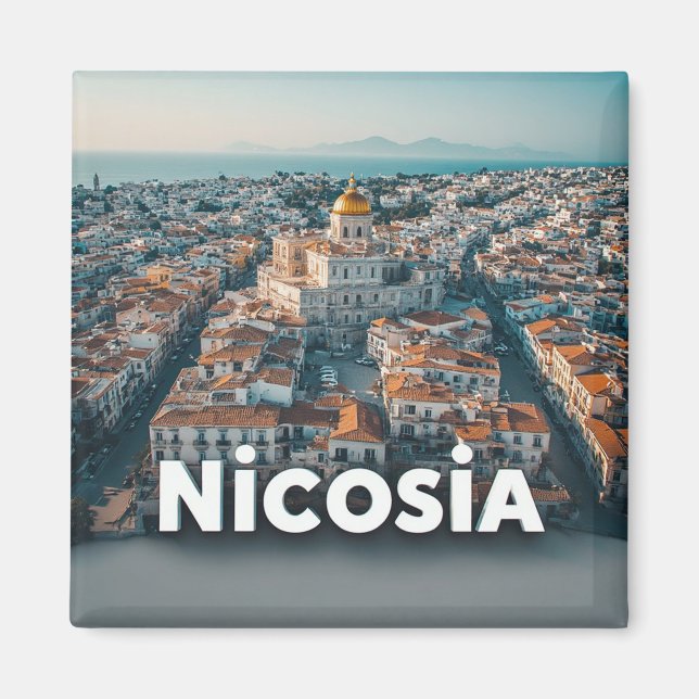 Nicosia Cyperns huvudstad Resa Souvenir 🗺️ Magnet (Framsidan)