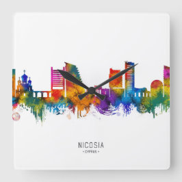 Nicosia Cyprus Skyline Fyrkantig Klocka