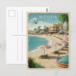 Nicosia, huvudstad i Cyperns Vintage, souvenir-gåv Vykort