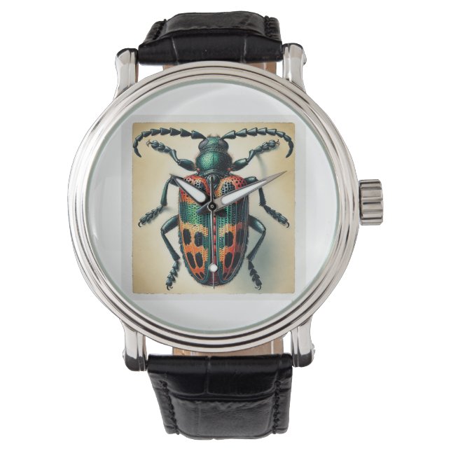 Nicrophorus Beetle 180724IREF230 - Watercolor Armbandsur (Framsida)