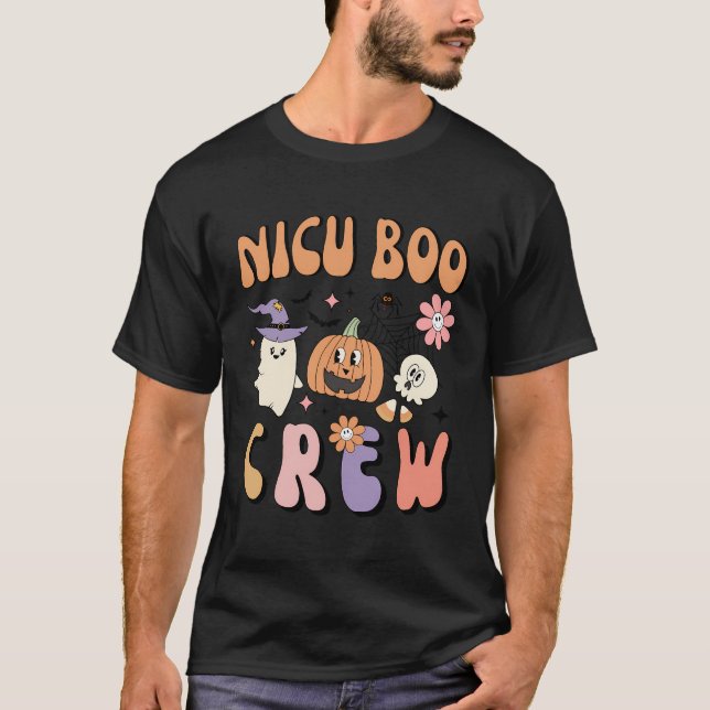 Nicu Boo Crew Cute Ghost Pumpkin Atal Nurse Hallow T Shirt (Framsida)