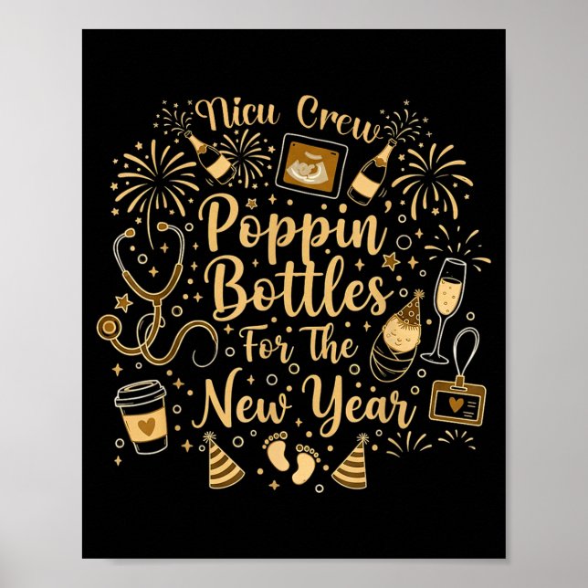 Nicu Crew Pn Bottles For The New Year Cute Nurse  Poster (Framsidan)