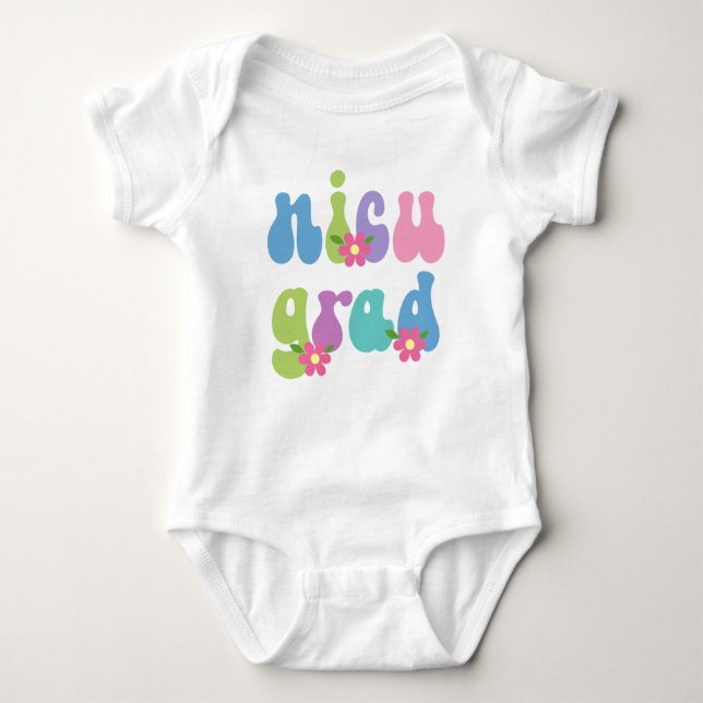 NICU Grad Retro Preppy Flicka T Shirt (Framsida)