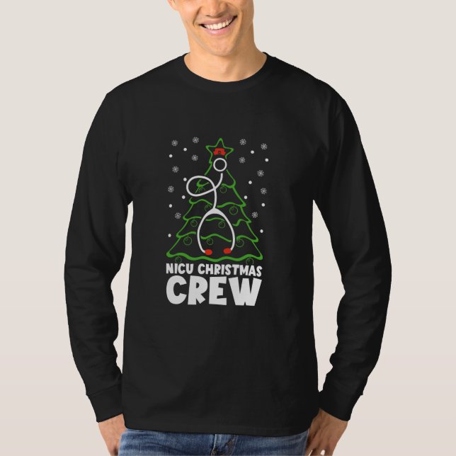 NICU-julbesättningen Julafton Träd Neonatal Nurse T Shirt (Framsida)