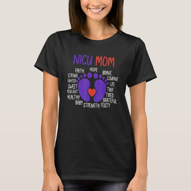 NICU Mamma Facts Preearly Birth Awareness Support  T Shirt (Framsida)