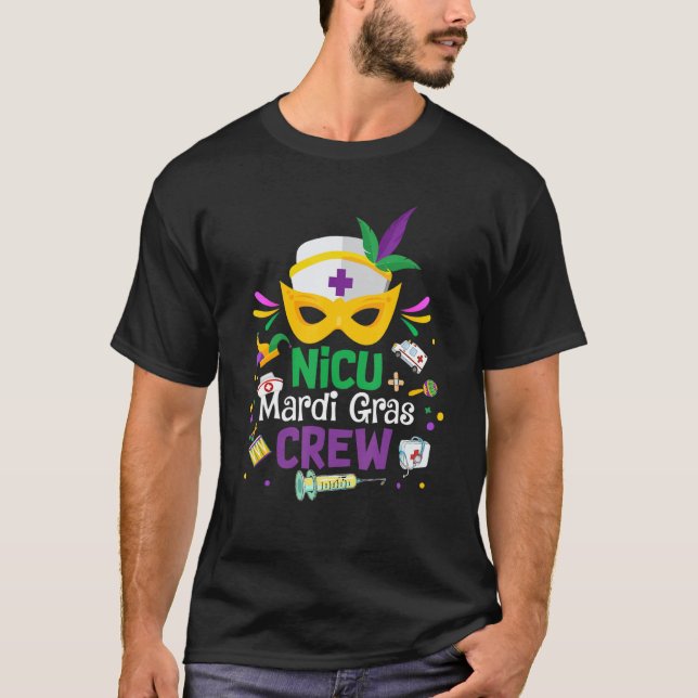 Nicu Mardi Gras Nurse Crew Family Group Nursing Lo T Shirt (Framsida)