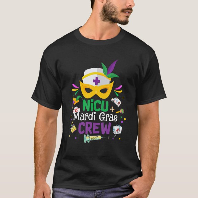 NICU Mardi Gras Nurse Crew Family Group Nursing Lo T Shirt (Framsida)